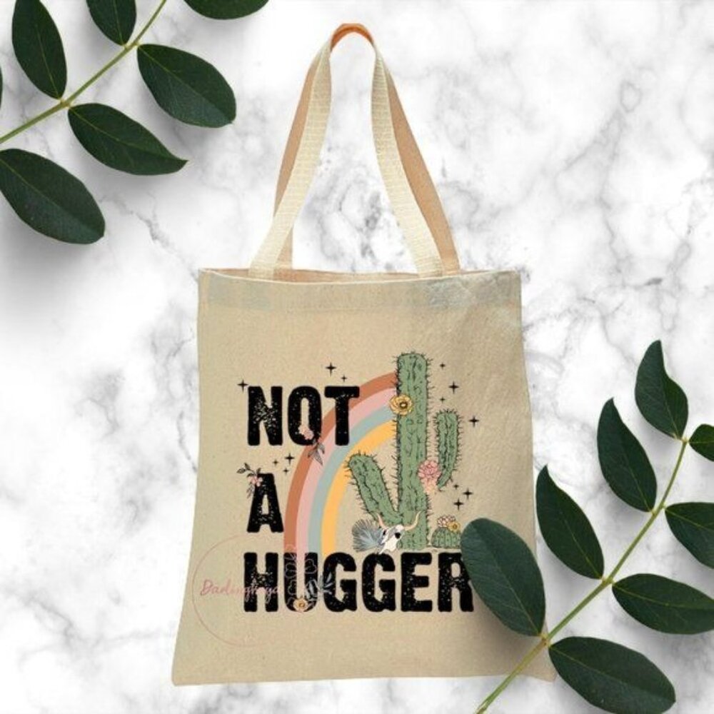 Not a Hugger Reusable Canvas Tote - Natural
